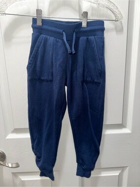 Kids Navy Drawstring Joggers with Patch Pockets